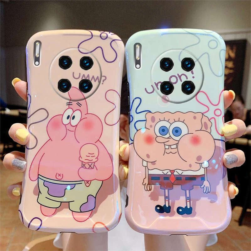 适用华为mate30手机壳海绵宝宝小蛮腰mate30epro曲屏保护套网红新