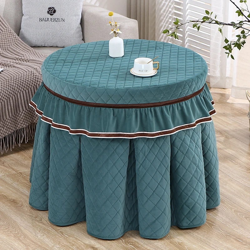 圆形烤火罩烤火被电炉罩圆桌布防尘保暖加厚烤火套加绒圆桌套