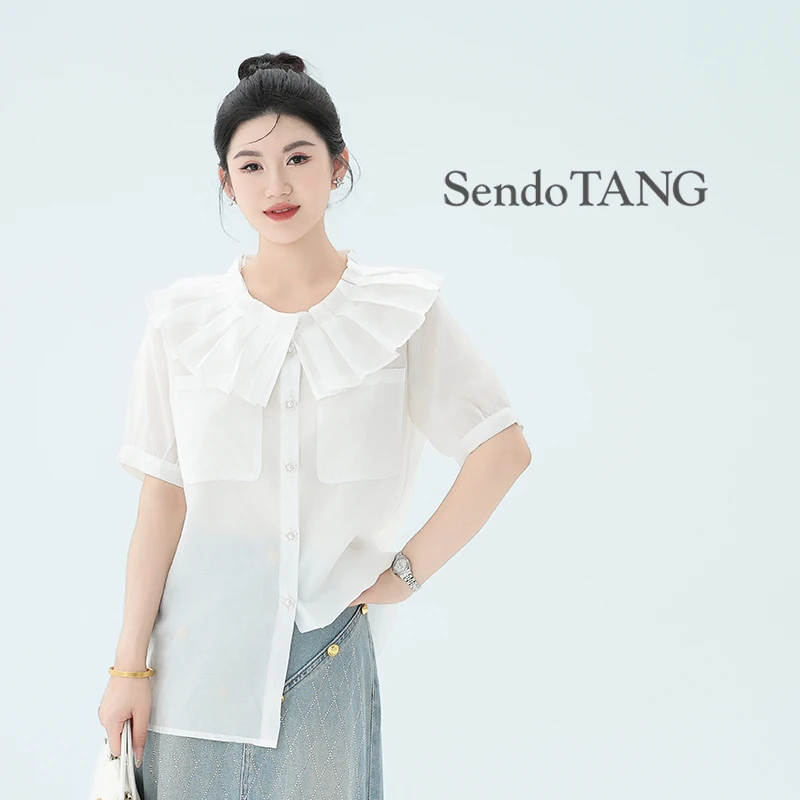 【初晴】胖多家洋气女装气质设计感时尚气质显瘦上衣衬衫