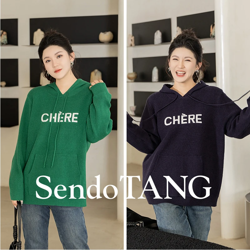 【圣代】萱多家大码女装气质设计感时尚宽松显瘦长袖毛衣