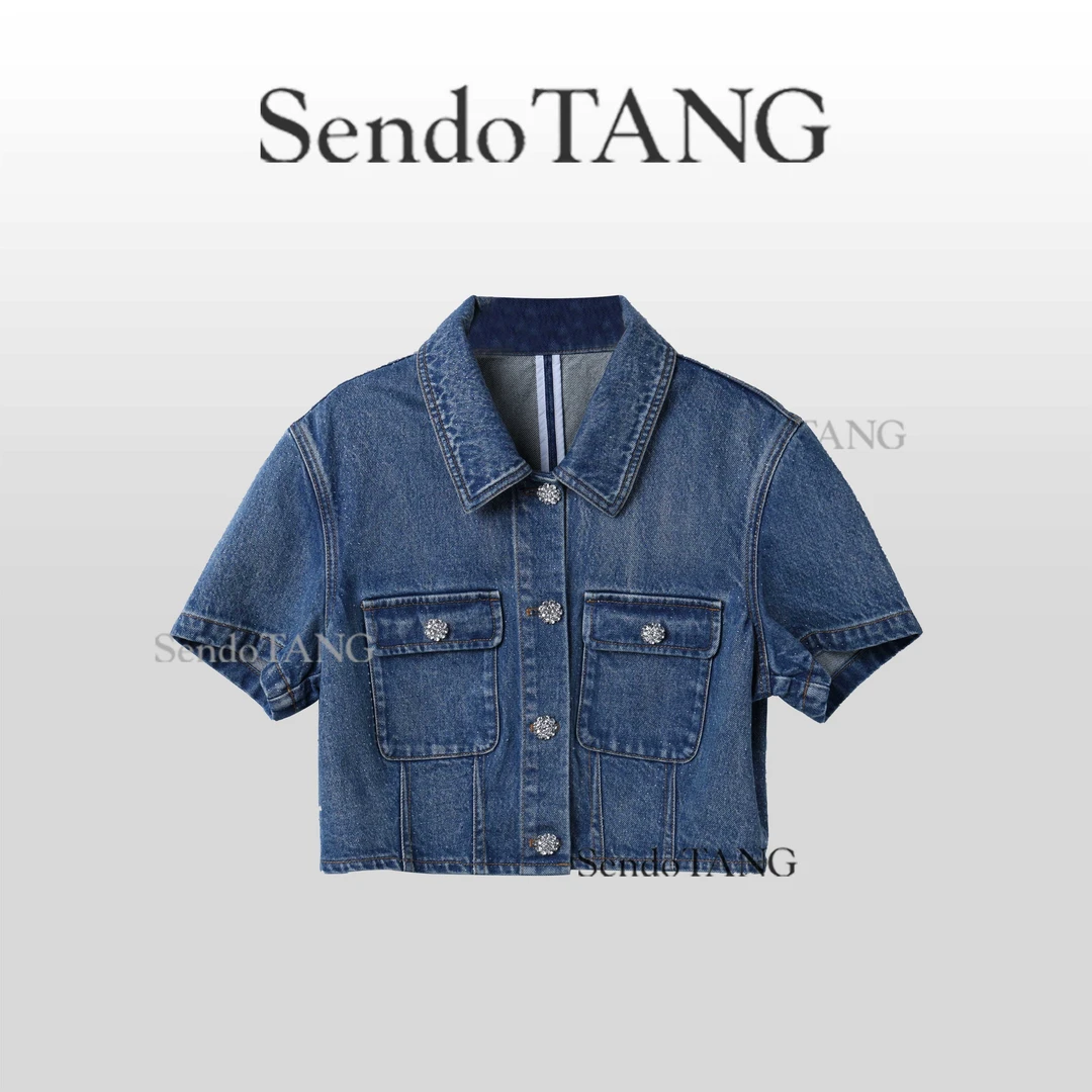 【月华生】胖多家大码女装气质设计感时尚微胖宽松牛仔外套