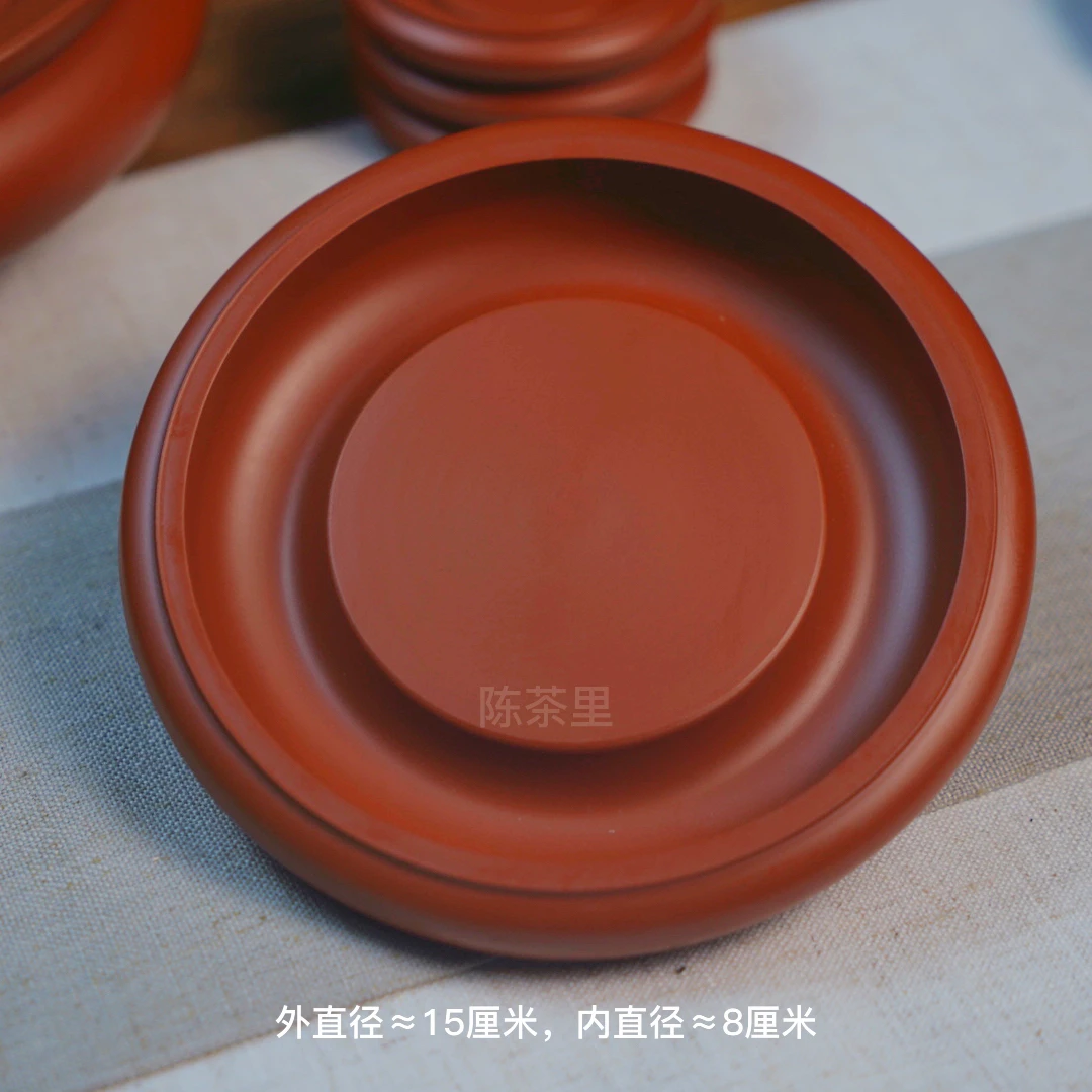 全手工朱泥壶承 潮州手拉壶承 紫砂壶托 盖碗底座杯垫盖置