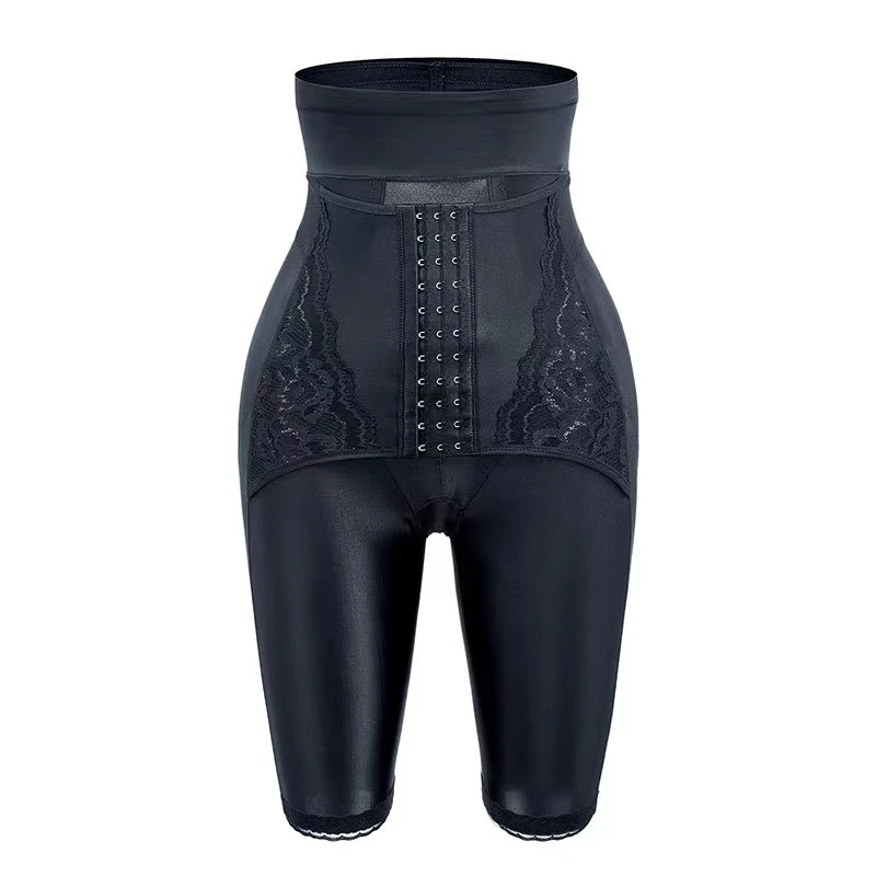 23KZ942高腰收腹打底裤女黑色外穿紧身三排扣提臀塑形裤短裤女士