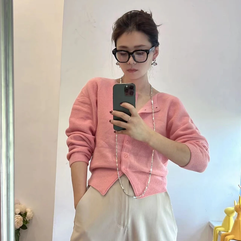 82SY344长袖针织衫女秋上衣2022年新款长袖早秋羊毛衫洋气开衫