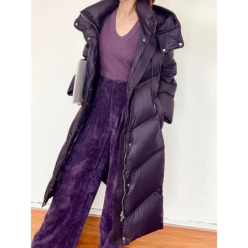 104WT3308长款羽绒服时尚显瘦冬新款韩版宽松休闲连帽加厚外套女