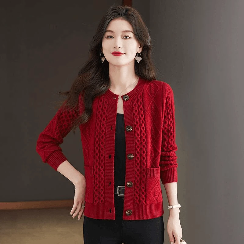 2024秋冬新款高端上衣装针织开衫毛衣纯色