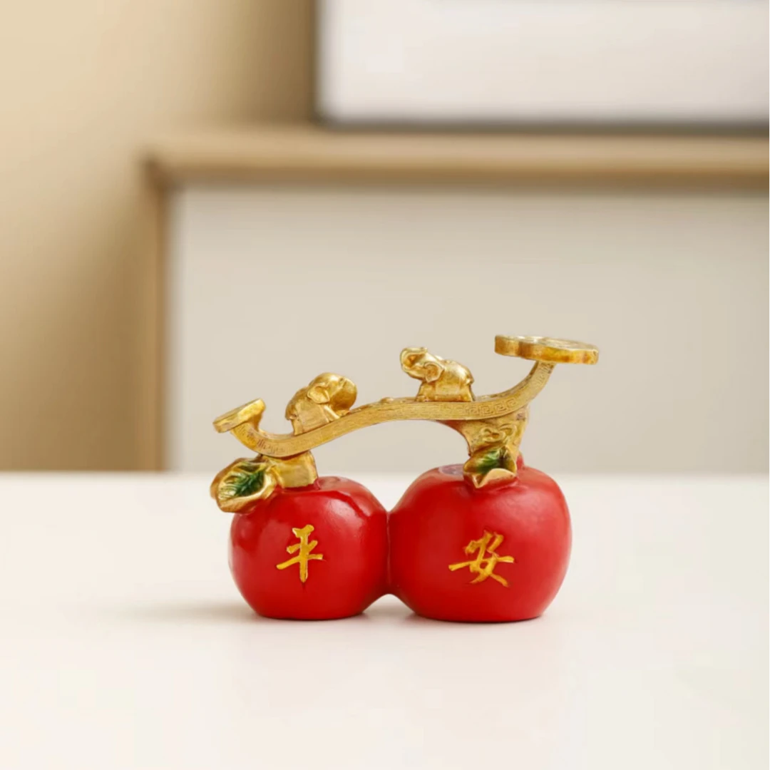 平安喜乐苹果小摆件桌面中式招财客厅电视酒柜装饰品乔迁新居礼物