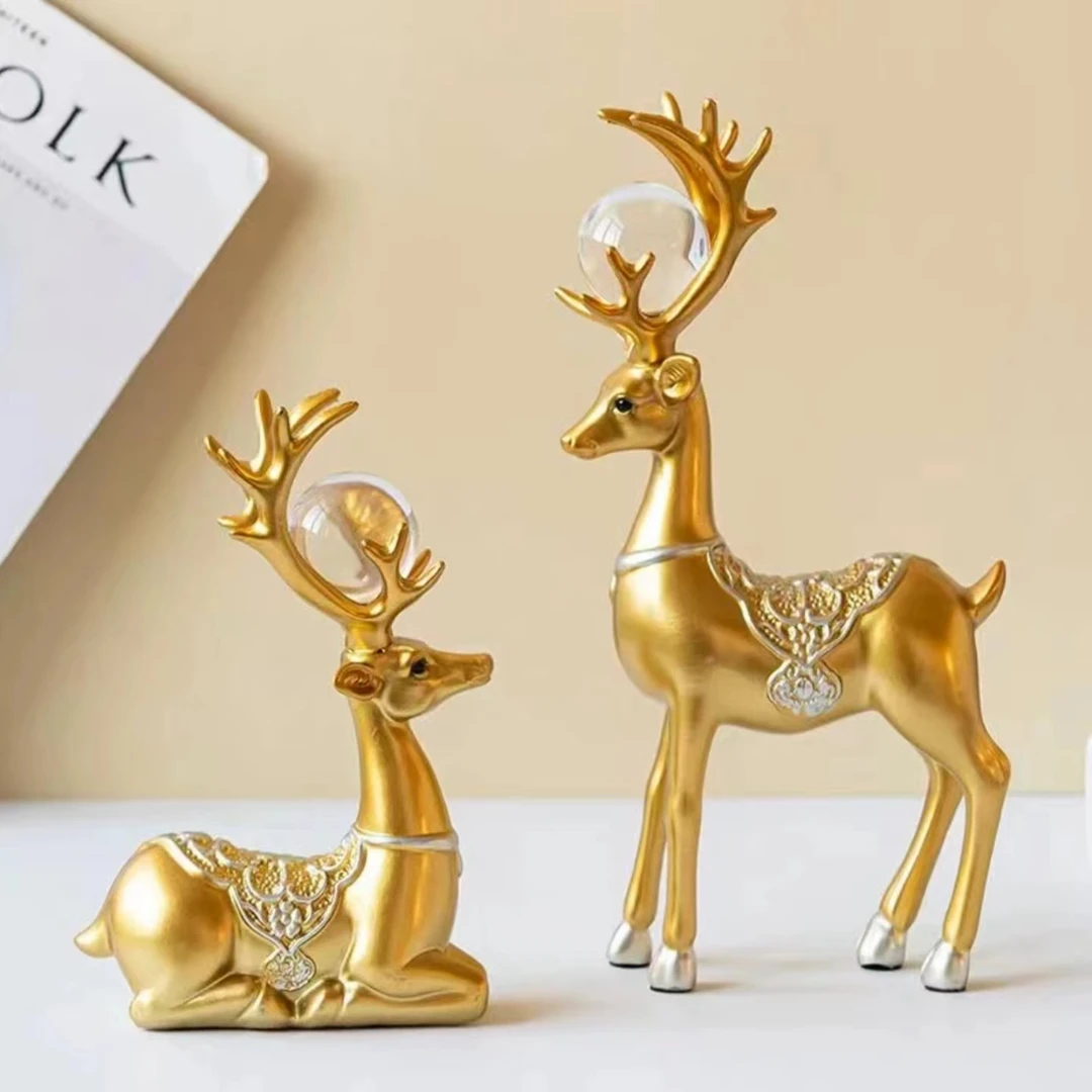 鹿摆件轻奢高档创意酒柜装饰品客厅办公桌面家居乔迁新居礼品