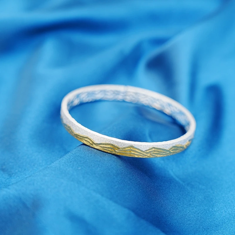 云银雪山 足银手镯 云银雪山YHA22【金山祥云手镯】26±1g磨砂