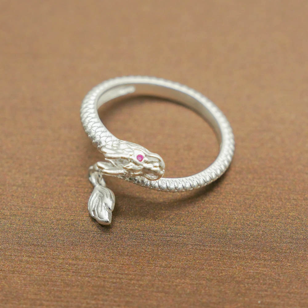 云银雪山 925银戒指 【神龙摆尾戒】情侣经典时尚戒 QHF86