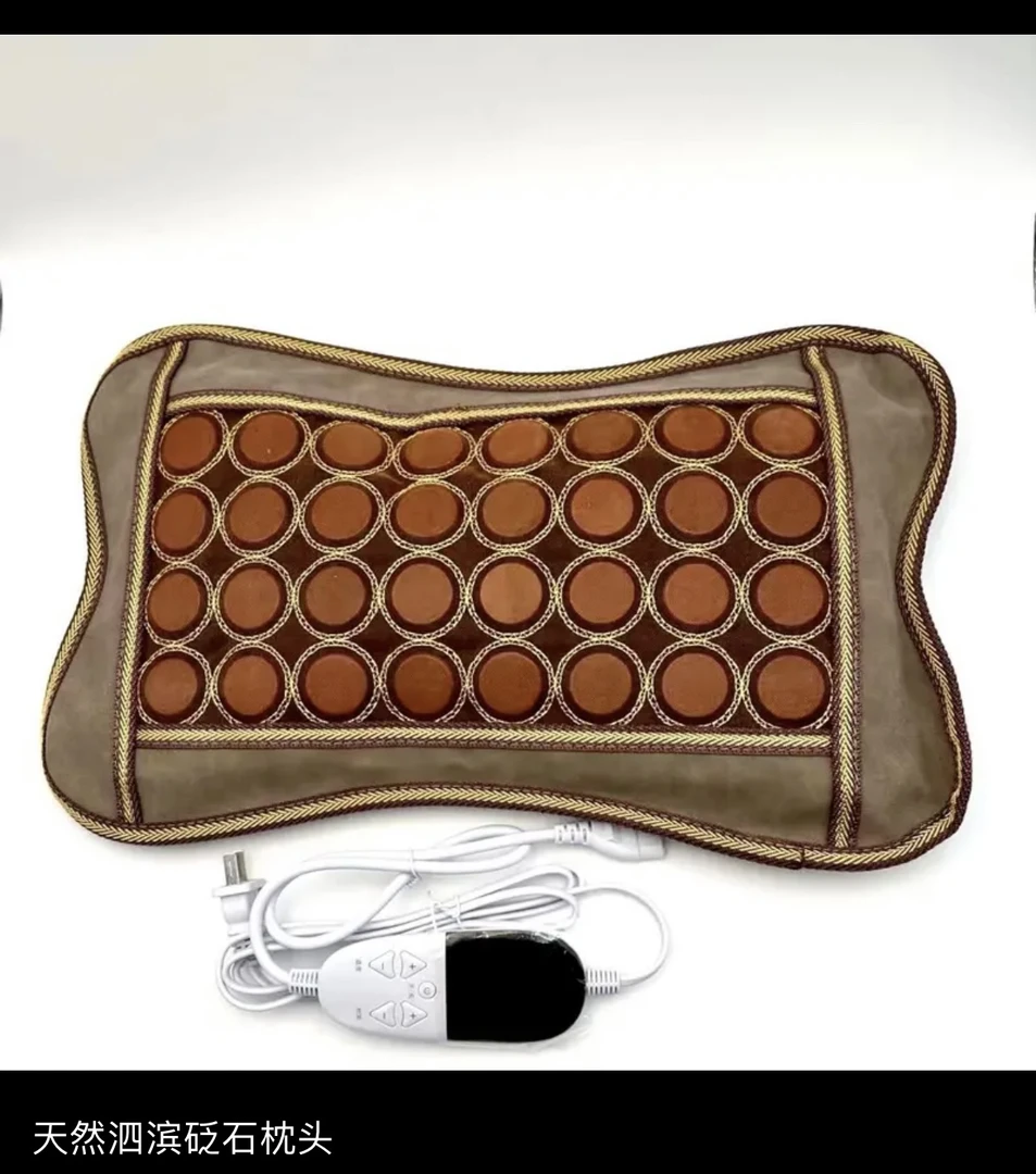 泗滨红砭石加热枕头鹿皮革数显屏
