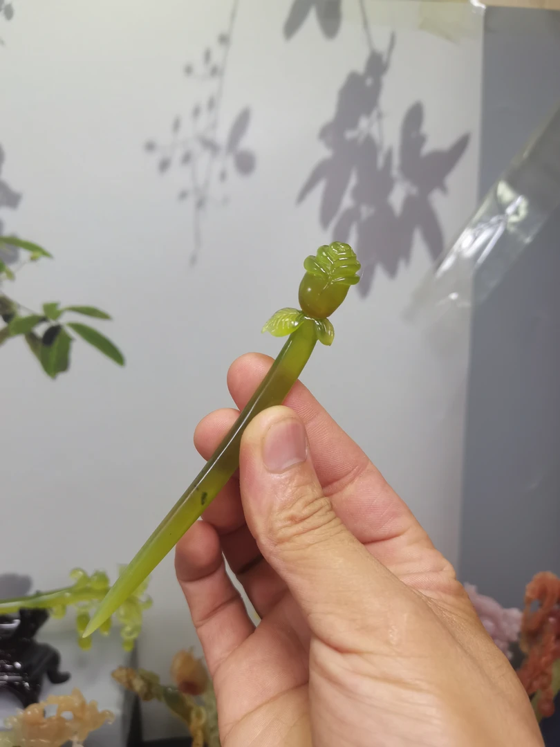 玉雕发簪玫瑰花簪子