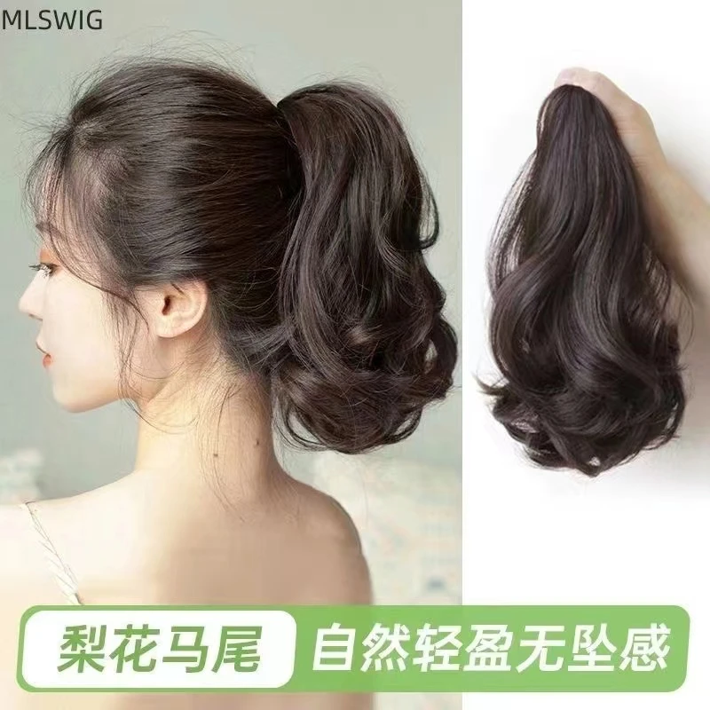 气质少女梨花卷短哑光马尾假发女造型抓夹哑光自然长发逼真温柔