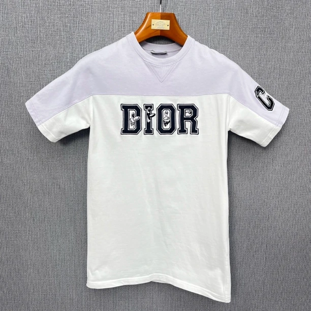 （特价）DIOR迪奥 × KENNY SCHARF拼色Logo平纹针织短袖T恤98新
