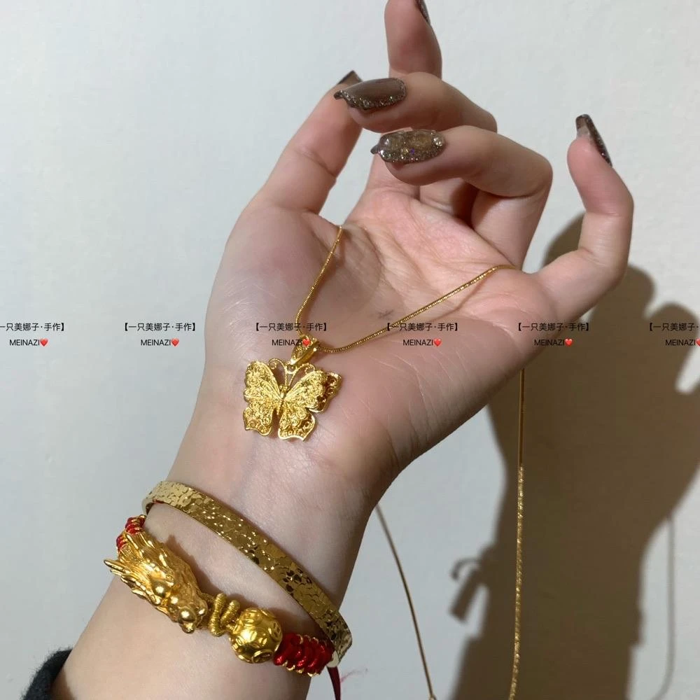 铜合金戒指 MEINAZI/美娜子金丝蝴蝶项链·精致小巧百搭百搭新117