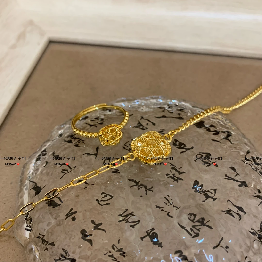 铜合金手链 MEINAZI/美娜子 花丝小方糖手链&戒指气质新款112