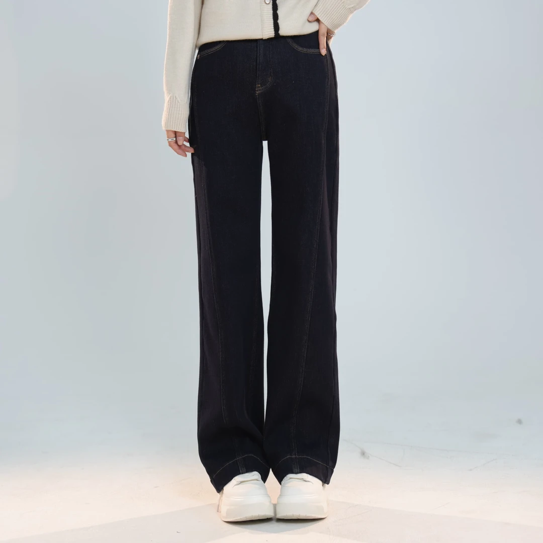 宿慕SUMU 女款加绒牛仔裤12-3 冬季2024新款时尚休闲牛仔裤A4506M