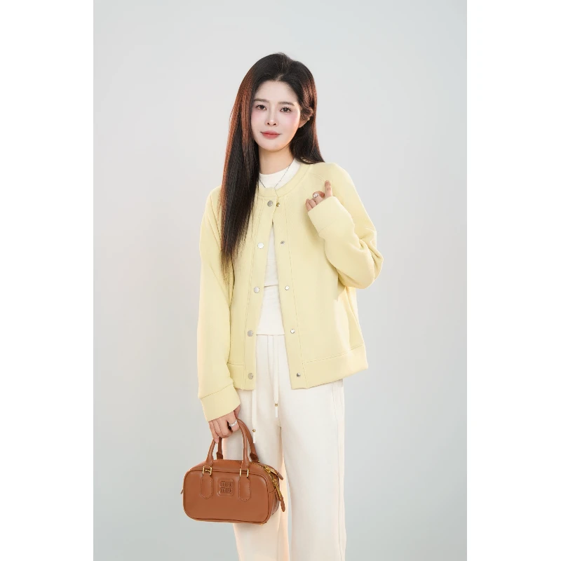 宿慕小雨自产女款加绒圆领外套11-25冬季2024新款百搭外套C6200C