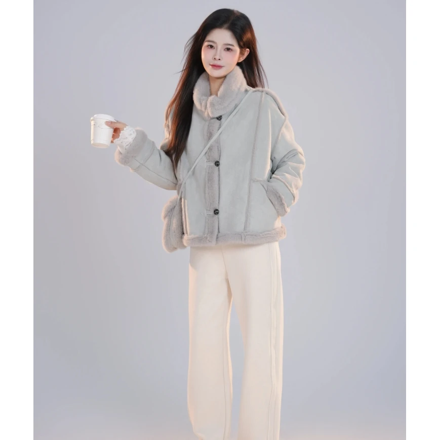 宿慕小雨自产女款加绒外套11-11冬季2024新款休闲百搭外套A1605V