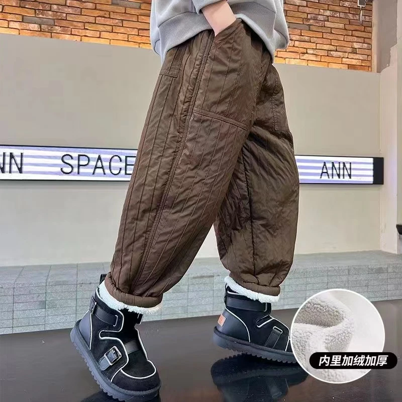《一条过冬》儿童羊羔绒加绒加厚立体 男童女童新款保暖休闲裤