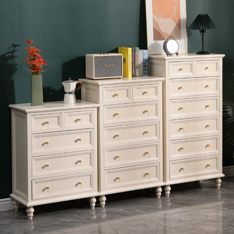 60cm长 米白色实木斗柜收纳柜免安装客厅靠墙储物柜简约抽屉柜子