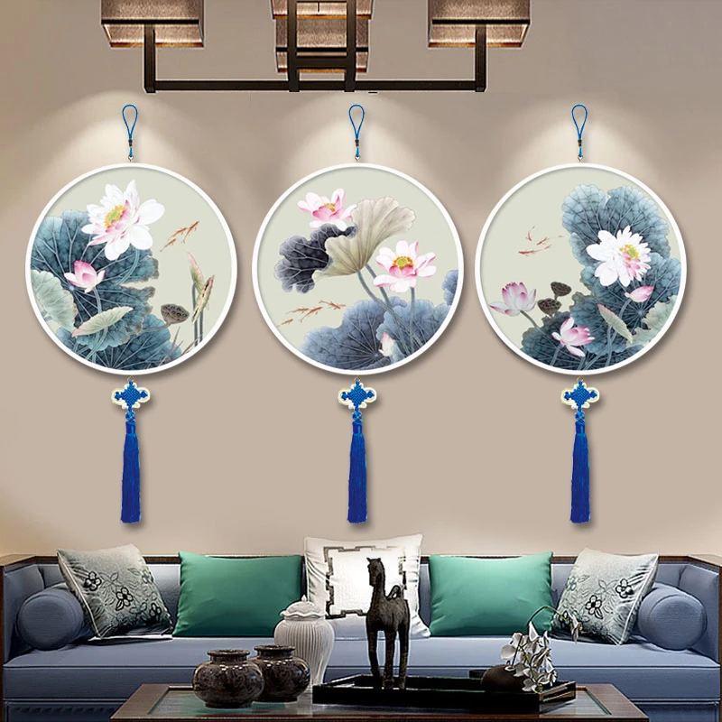 2024新款十字绣线绣荷韵中式客厅小件简单手工自己绣新手带框满绣