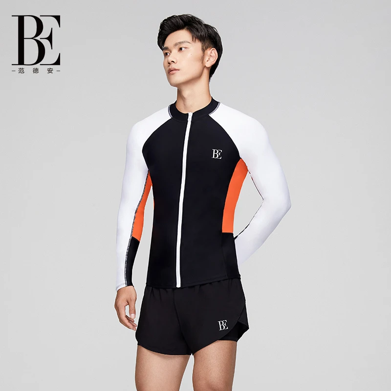 BE范德安男士泳衣时尚长袖冲浪双倍防晒高弹透气抗氯游泳男款户外
