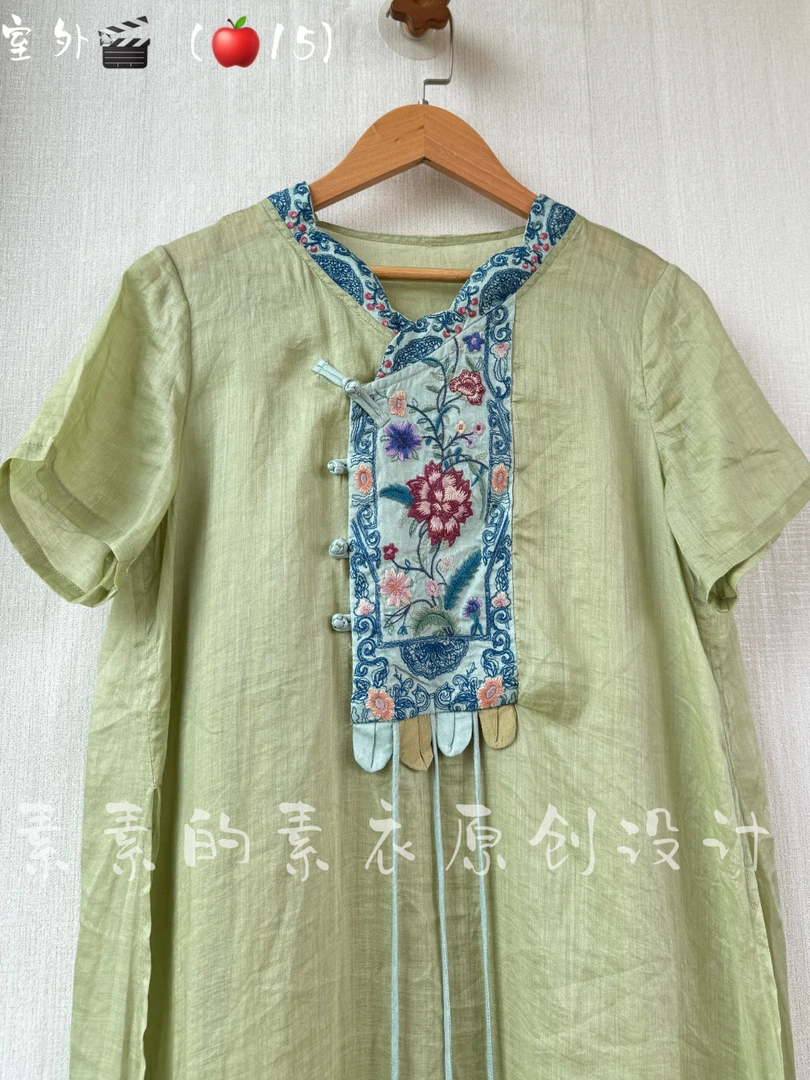 《青豆绿》苎麻连衣裙/上新福利