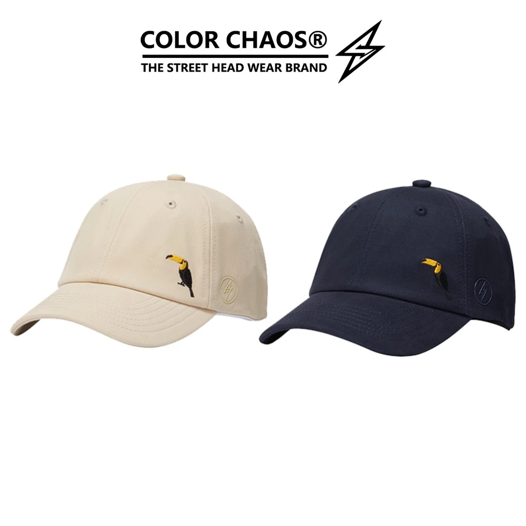 COLOR CHAOS新款棒球帽男女同款百搭可爱大嘴鸟刺绣弯檐鸭舌帽潮