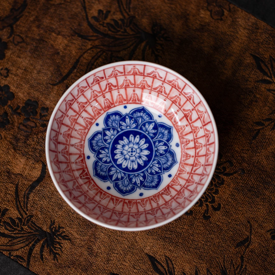 千佛宝相花普洱杯   景德镇高端手工手绘陶瓷茶具泡茶专用工具