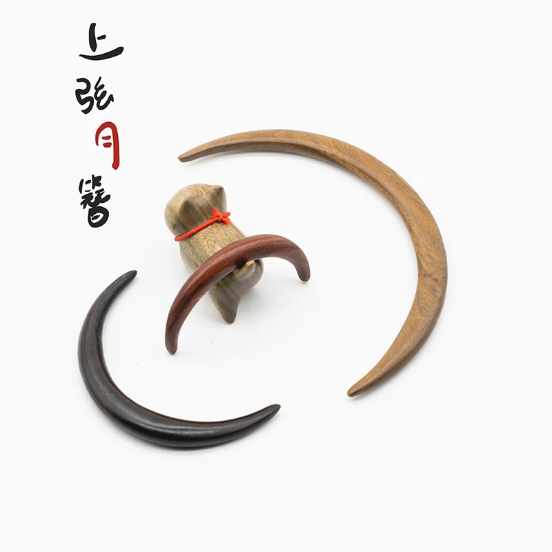 Zang又一雪国风民族风上弦月簪原创绿檀黑檀木红檀双尖盘发簪百搭