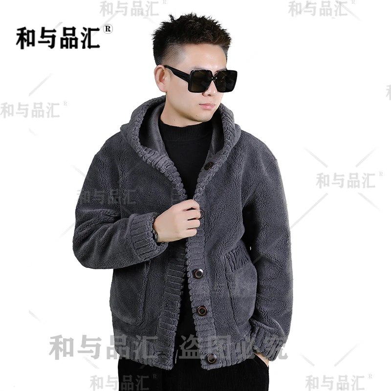 双面穿颗粒男款时尚落肩宽松百搭男士外套短款设计师连帽秋冬