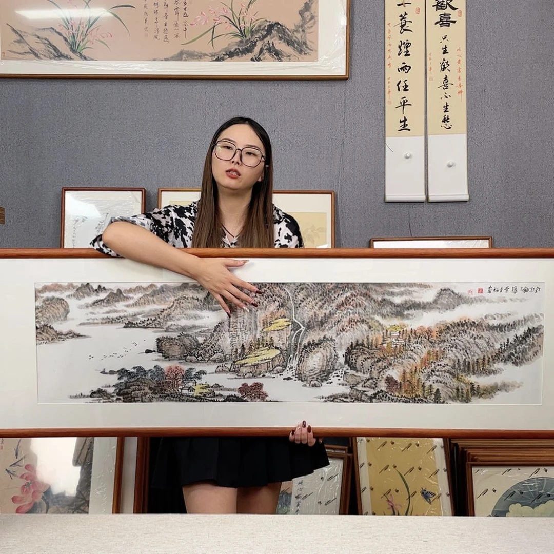 绘画手绘带框尺寸:55*170