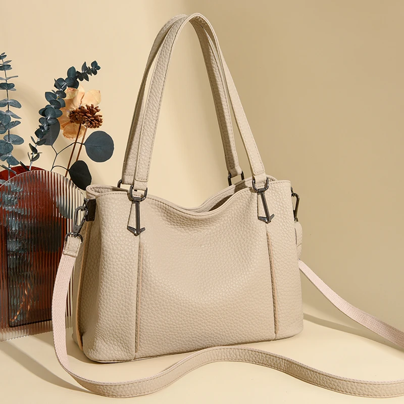 米琦袋鼠简约百搭女士手提托特包2025新款韩版大气时尚单肩斜挎包