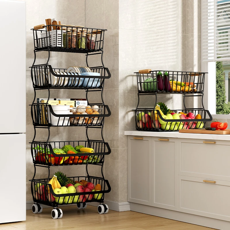 菜篮子置物架厨房蔬菜收纳筐收纳架放菜架子落地多层菜篮菜架篮子