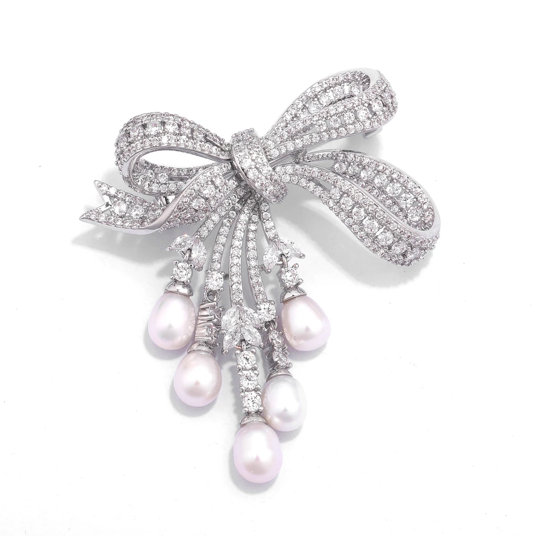 铜合金胸针 铜合金胸针 蝴蝶结灵动流苏别针西装大衣配饰