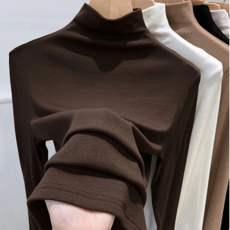 半高领打底衫女春秋新款内搭洋气内搭显瘦百搭长袖t恤~正品