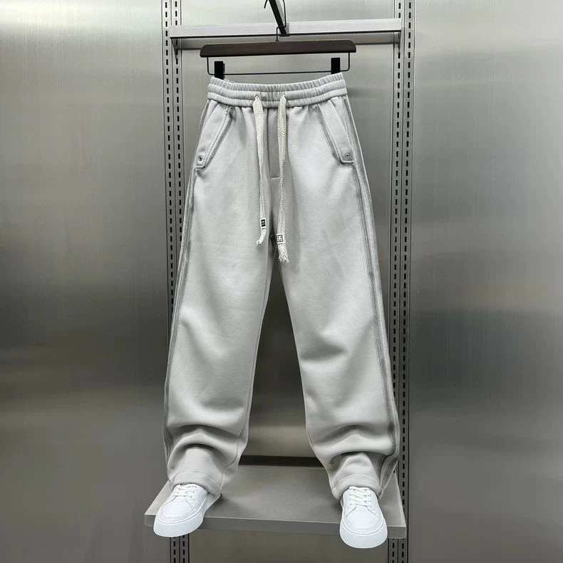 2024新款潮流卫裤秋季美式高街宽松水洗直筒运动裤青年痞帅休闲裤