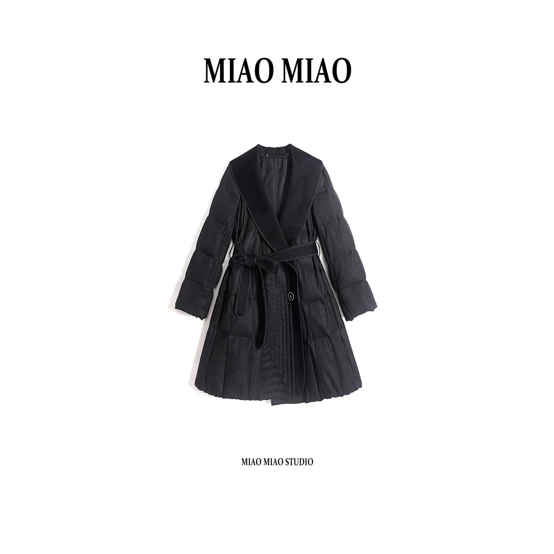 【霜暖】淼淼家20316秋冬季白鹅绒时尚新款葡萄泥香云纱羽绒服外套