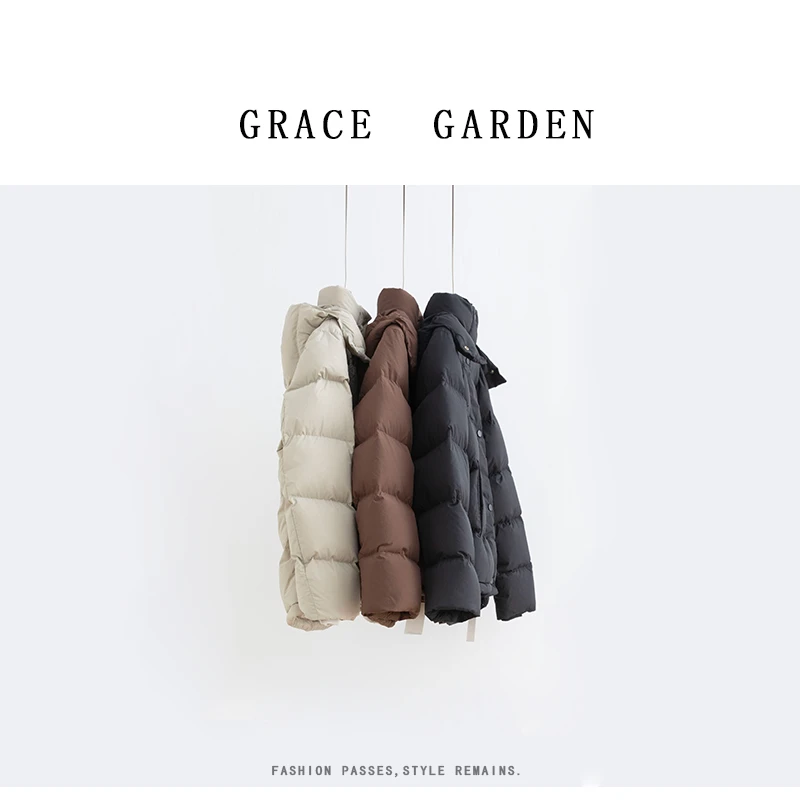 GRACE GARDEN【lulu羽绒！】加厚立领带帽拉链休闲羽绒服YRF3K2156