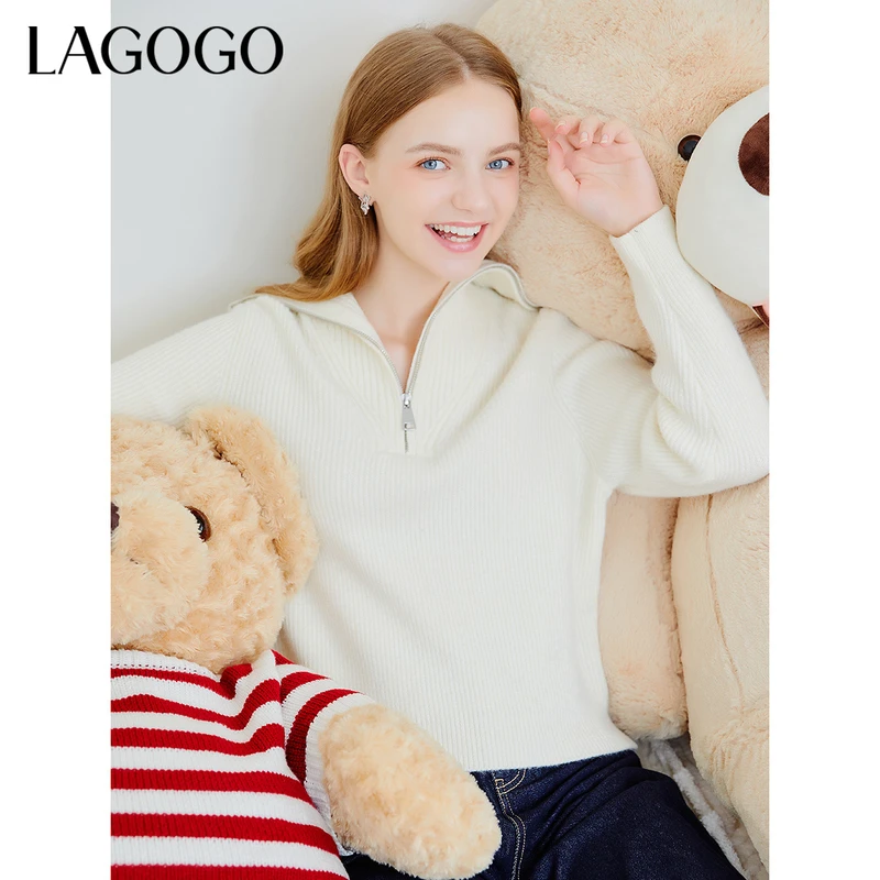 Lagogo新款舒适百搭正肩软糯毛衣MCMM43XG63
