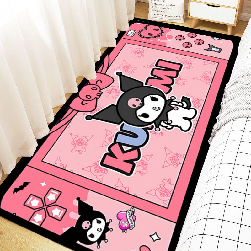 家用床边毯卡通少女地垫长条可爱满铺房间飘窗地毯粉色女孩少女心