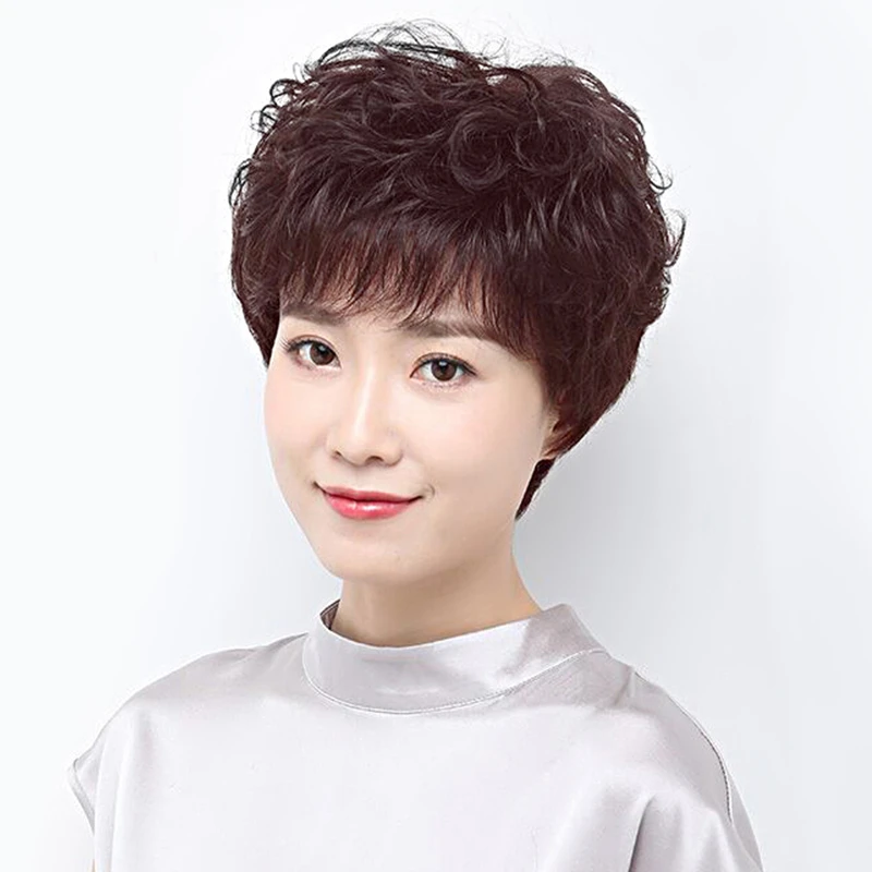 【夏季 轻薄款】假发女短发真人发全头套中老年妈妈款假发套减龄