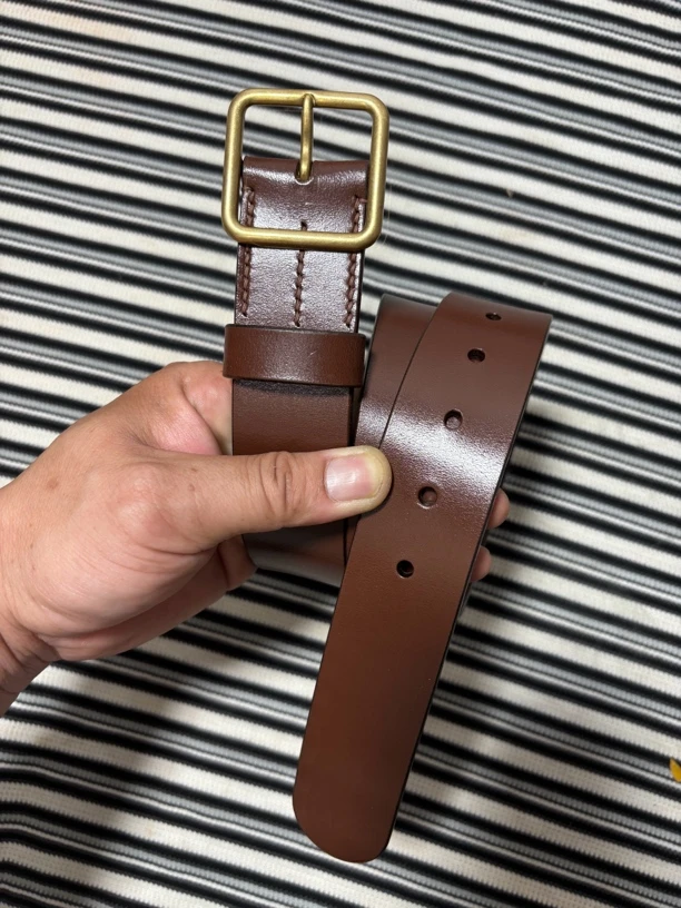 TWS托马斯马缰4-4.2厚度40宽度配真皮小贝扣手工头层牛皮休闲腰带