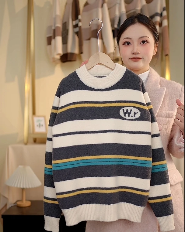 男童2024中大童秋冬新款韩国绒毛衣新款洋气百搭针织毛衣圆领套头