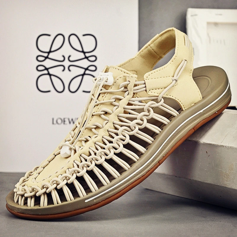编织凉鞋男款2024新款潮外穿防滑沙滩运动包头式高端拖鞋男士夏季