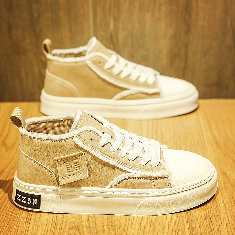 高帮鞋男鞋秋季2024新款潮牌马丁靴百搭帆布鞋子男款休闲板鞋男士