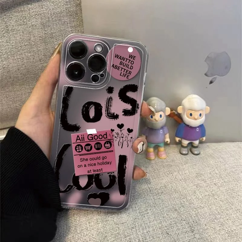 ins新款涂鸦适用iPhone16pro手机壳苹果15标签14透明13软12防摔11