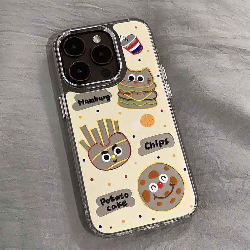 可爱汉堡小猫iPhone16Pro苹果15手机壳14创意13透明12软壳11防摔X