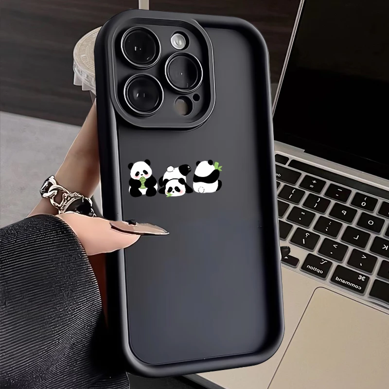 熊猫三宝苹果14promax手机壳iPhone15新款13简约12/11可爱xr软8p